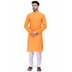 Orange Readymade Art Silk Kurta Pajama For Men