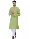 Green Readymade Art Silk Kurta Pajama For Men
