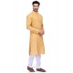 Light Orange Readymade Art Silk Kurta Pajama For Men
