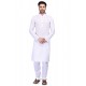White Readymade Art Silk Kurta Pajama For Men
