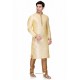 Cream Readymade Art Silk Kurta Pajama For Men