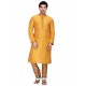 Mustard Readymade Art Silk Kurta Pajama For Men