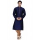 Navy Blue Readymade Art Silk Kurta Pajama For Men