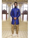 Royal Blue Readymade Indowestern Sherwani For Men