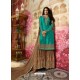 Turquoise Heavy Designer Georgette Party Wear Sharara Suit