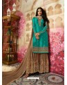 Turquoise Heavy Designer Georgette Party Wear Sharara Suit