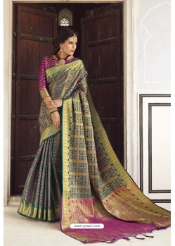 Multi Colour Designer Party Wear Banarasi Weaving Silk Sari