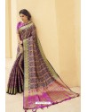 Magenta Designer Party Wear Banarasi Weaving Silk Sari