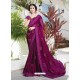 Medium Violet Designer Heavy Embroidered Satin Chiffon Sari