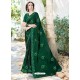Dark Green Designer Heavy Embroidered Satin Chiffon Sari