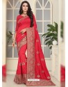 Red Fancy Designer Party Wear Silk Sari