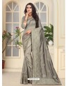 Silver Fancy Designer Party Wear Silk Sari