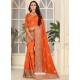 Orange Fancy Designer Party Wear Silk Sari