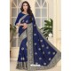 Royal Blue Fancy Designer Party Wear Silk Sari