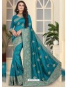 Blue Fancy Designer Party Wear Silk Sari