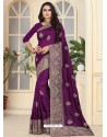 Purple Fancy Designer Party Wear Silk Sari