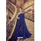 Royal Blue Designer Party Wear Fancy Ruffle Sari