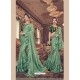 Sea Green Designer Party Wear Fancy Ruffle Sari