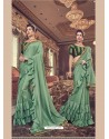 Sea Green Designer Party Wear Fancy Ruffle Sari