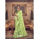 Parrot Green Designer Party Wear Fancy Ruffle Sari