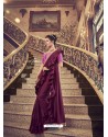 Deep Wine Designer Party Wear Fancy Ruffle Sari