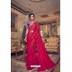 Red Designer Party Wear Fancy Ruffle Sari