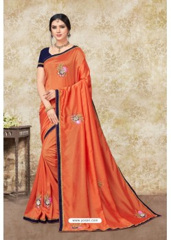 Orange Latest Designer Party Wear Sari