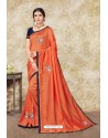 Orange Latest Designer Party Wear Sari