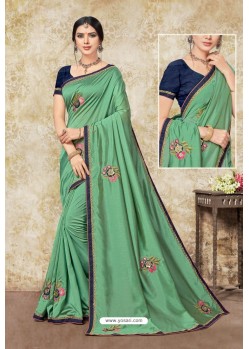 Jade Green Latest Designer Party Wear Sari