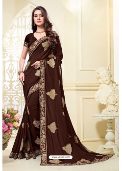 Coffee Latest Designer Party Wear Sari