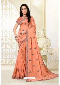 Light Orange Latest Designer Party Wear Sari