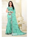 Sky Blue Latest Designer Party Wear Sari