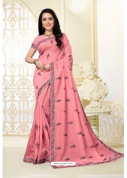 Pink Latest Designer Party Wear Sari
