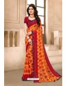 Orange Latest Designer Party Wear Sari