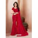 Red Latest Designer Party Wear Sari