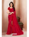 Red Latest Designer Party Wear Sari