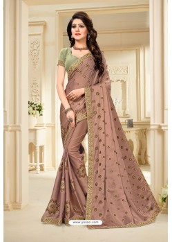 Light Brown Latest Designer Party Wear Sari