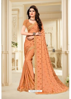 Orange Latest Designer Party Wear Sari