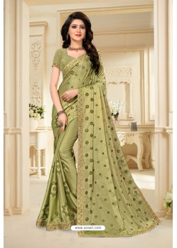 Green Latest Designer Party Wear Sari