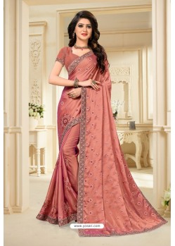 Old Rose Latest Designer Party Wear Sari