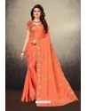 Orange Latest Designer Party Wear Sari