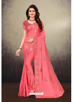 Peach Latest Designer Party Wear Sari