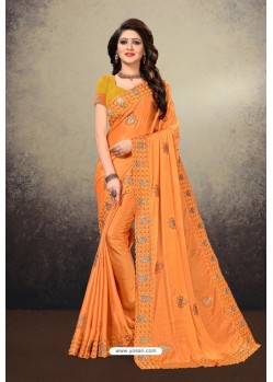 Mustard Latest Designer Party Wear Sari