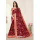 Maroon Latest Designer Party Wear Sari