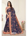 Navy Blue Latest Designer Party Wear Sari