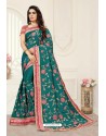 Teal Latest Designer Party Wear Sari