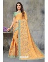 Mustard Latest Designer Party Wear Sari