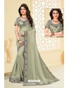 Grayish Green Latest Designer Party Wear Sari