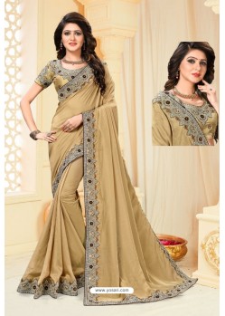 Gold Latest Designer Party Wear Sari
