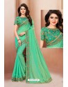 Jade Green Latest Designer Party Wear Sari